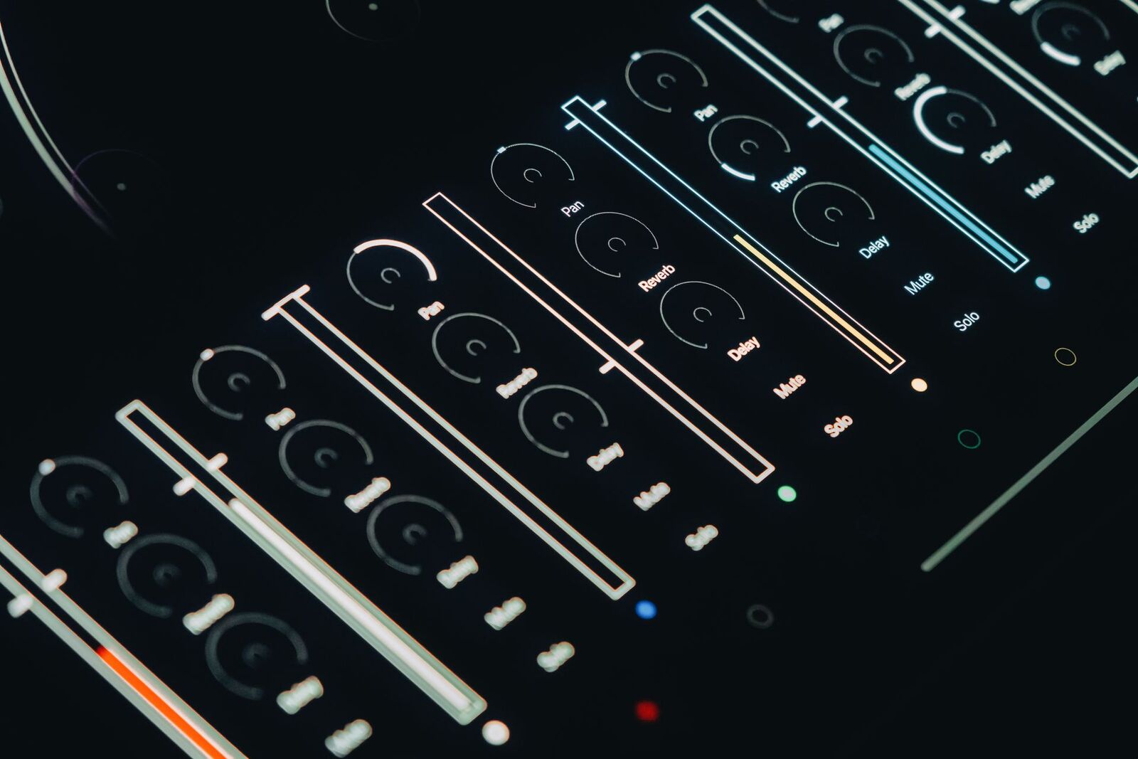 Close-up of a DJ mixer